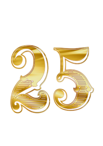 Luxury Golden Number 25 on Black Background