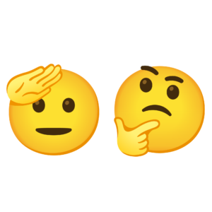 Saluting and thinking emojis PNG