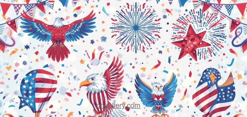 Patriotic PNG Icons for Independence Day Greeting Cards