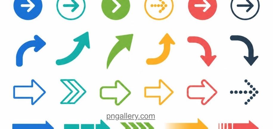 Arrow PNG Icons for Infographics and UI Design