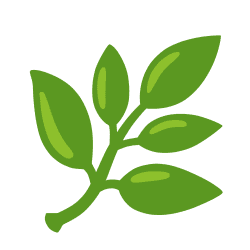 Flat green leaf branch vector graphic featuring vibrant leaves on a stem over a clean white background.