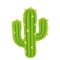 Flat green saguaro cactus vector graphic with yellow spines isolated on a clean white background.