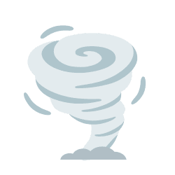 Swirling tornado vector illustration icon representing extreme weather, cyclone, or twister on a white background
