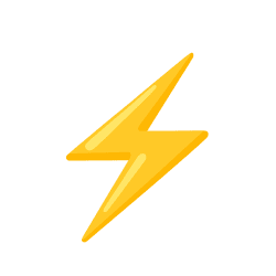 Bright yellow lightning bolt icon representing high voltage, electricity, power, or fast speed on a white background