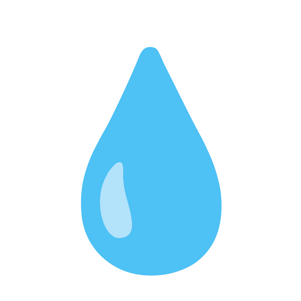 Flat blue water drop icon vector graphic with a light highlight on a clean white background.