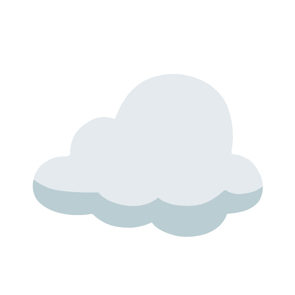Flat soft blue and white cloud vector icon illustration isolated on a white background.