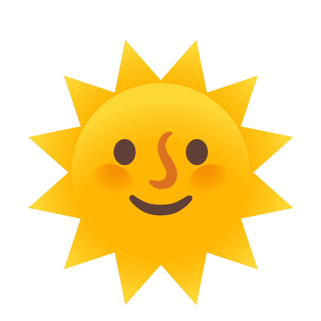Download this cute smiling sun face vector icon. Perfect for sunny weather apps, summer designs, kids' graphics, and web UI. Get yours today!